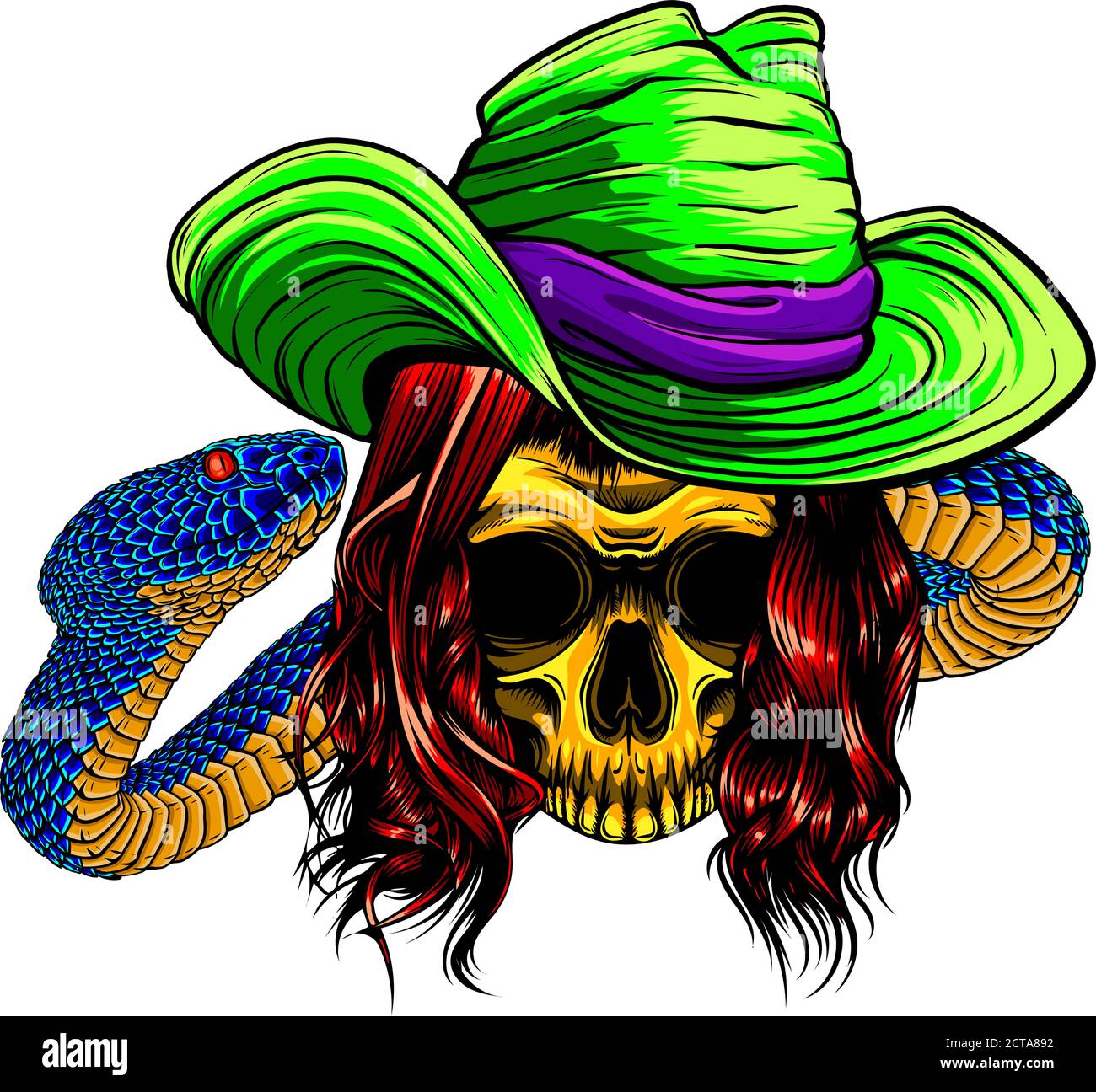 skull king with snake vector illustration design Stock Vector