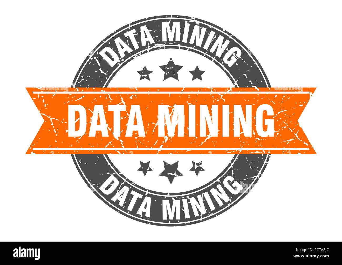 data mining round stamp with ribbon. sign. label Stock Vector