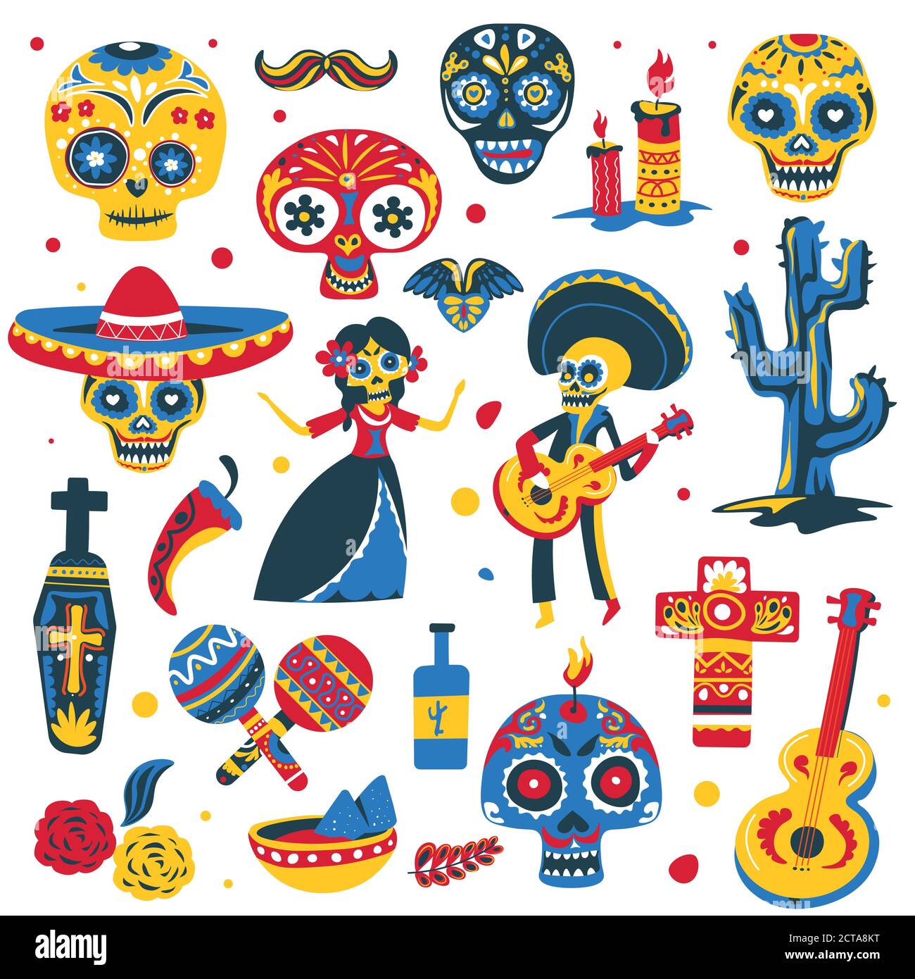 Day of the dead traditional symbols of mexican holiday Stock Vector Image & Art Alamy