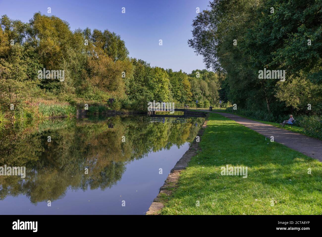 The old canal in Sankey Valley park at Earlestown. The park is a linear country park that runs fom Widnes to Haydock. Stock Photo