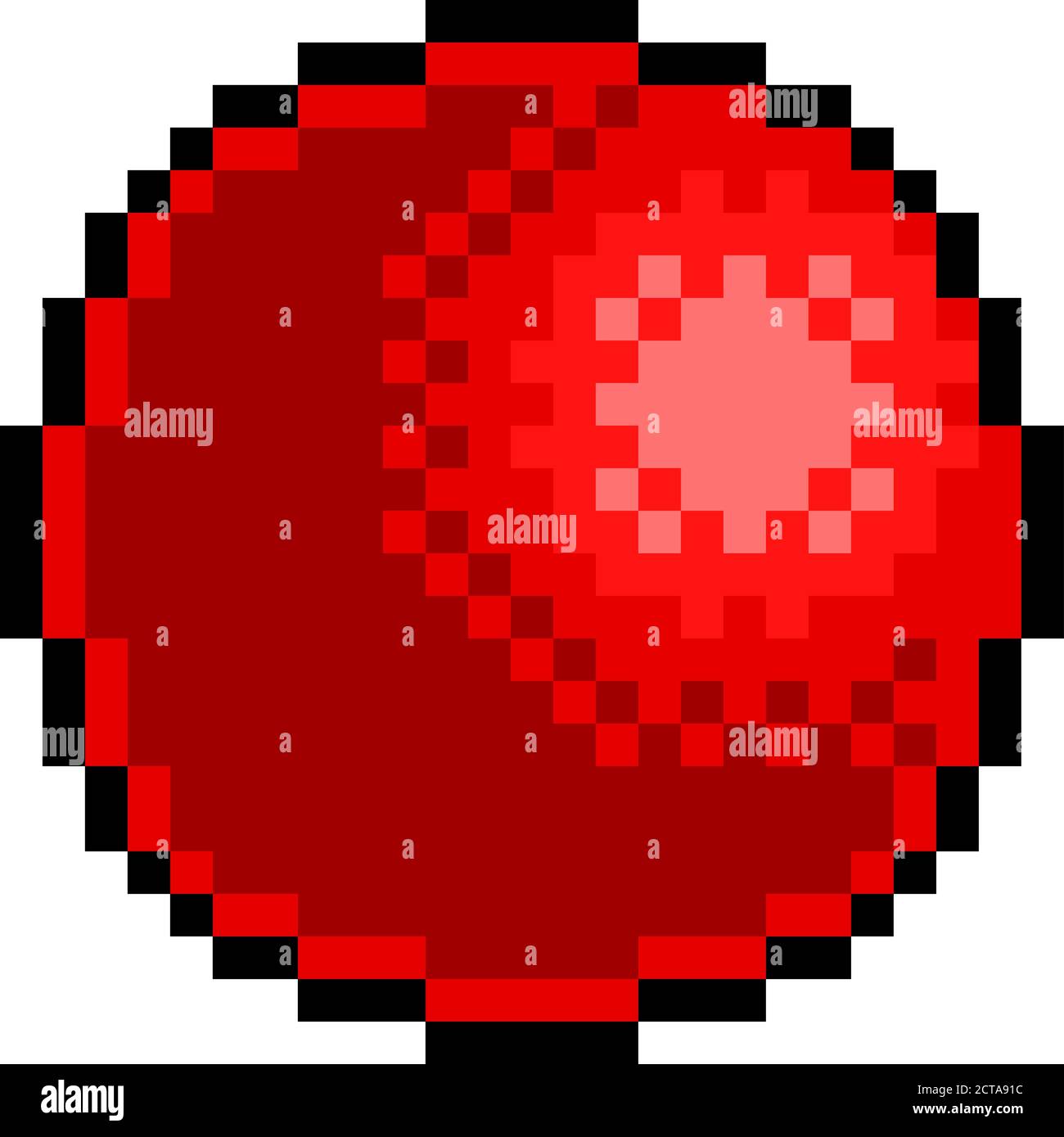 Red Rubber Ball Pixel Art Eight Bit Game Icon Stock Vector