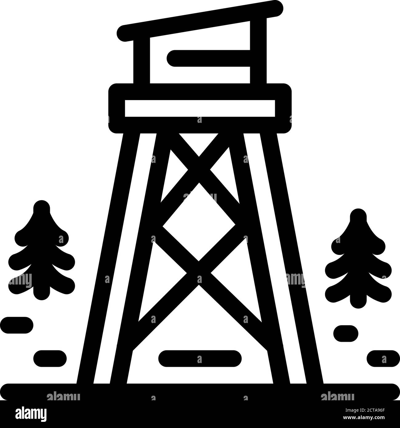rescue forest tower icon vector outline illustration Stock Vector