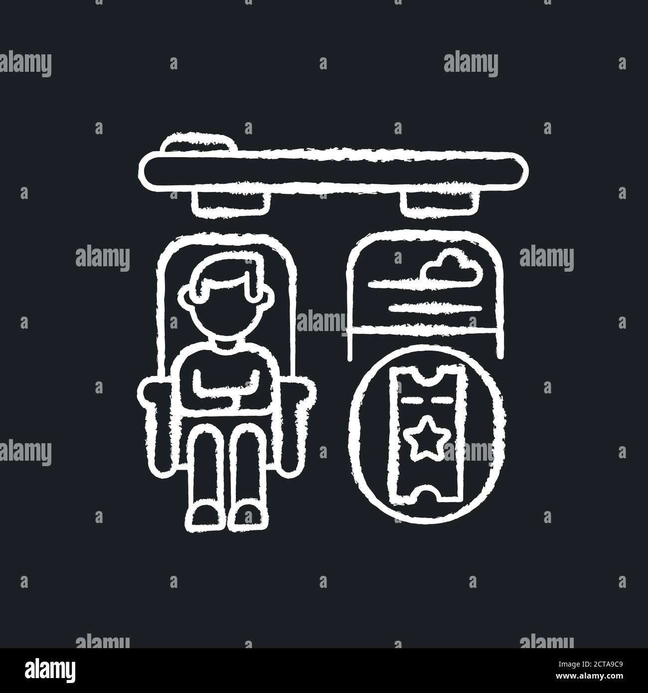 Private accommodations chalk white icon on black background Stock Vector