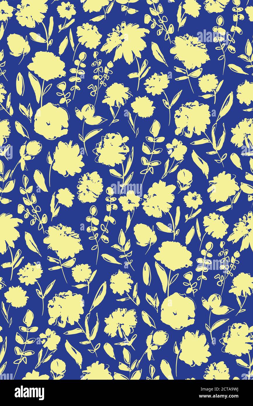 Floral seamless background pattern. Colorful spring flowers hand drawn ...