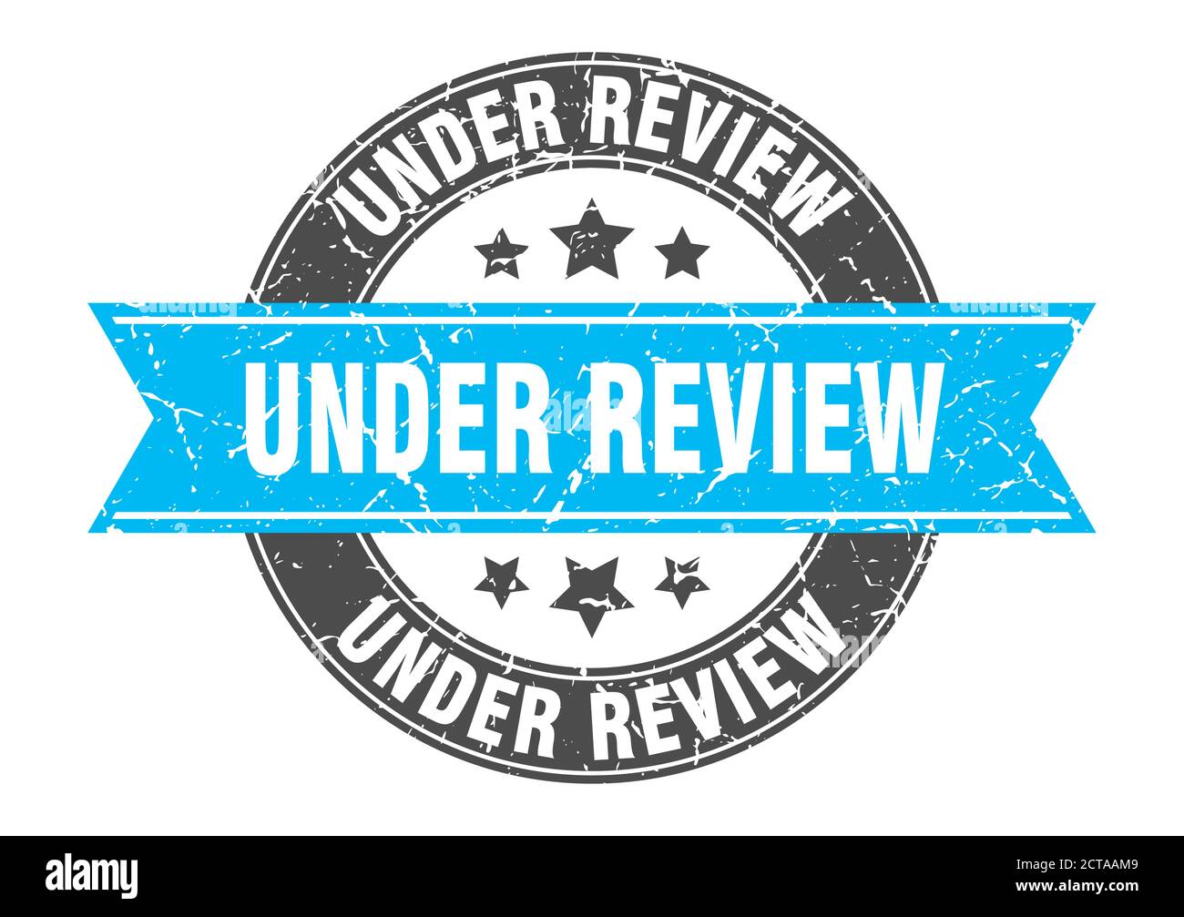 under review round stamp with ribbon. sign. label Stock Vector Image