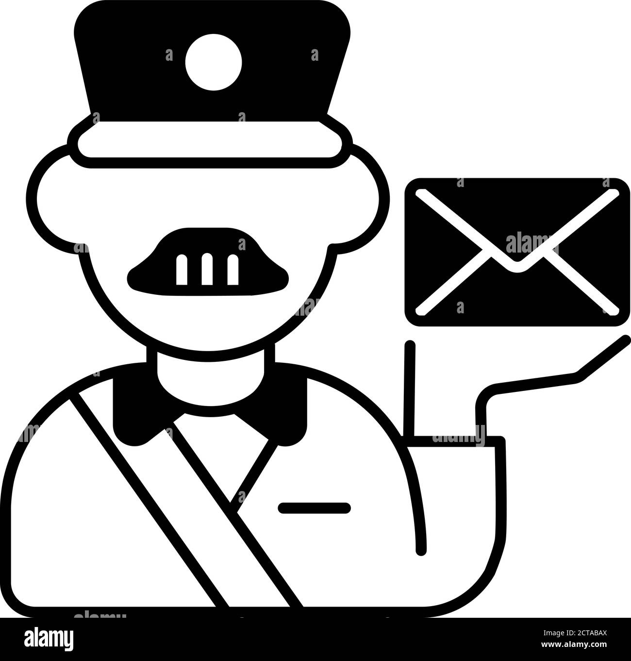 Postman black linear icon Stock Vector