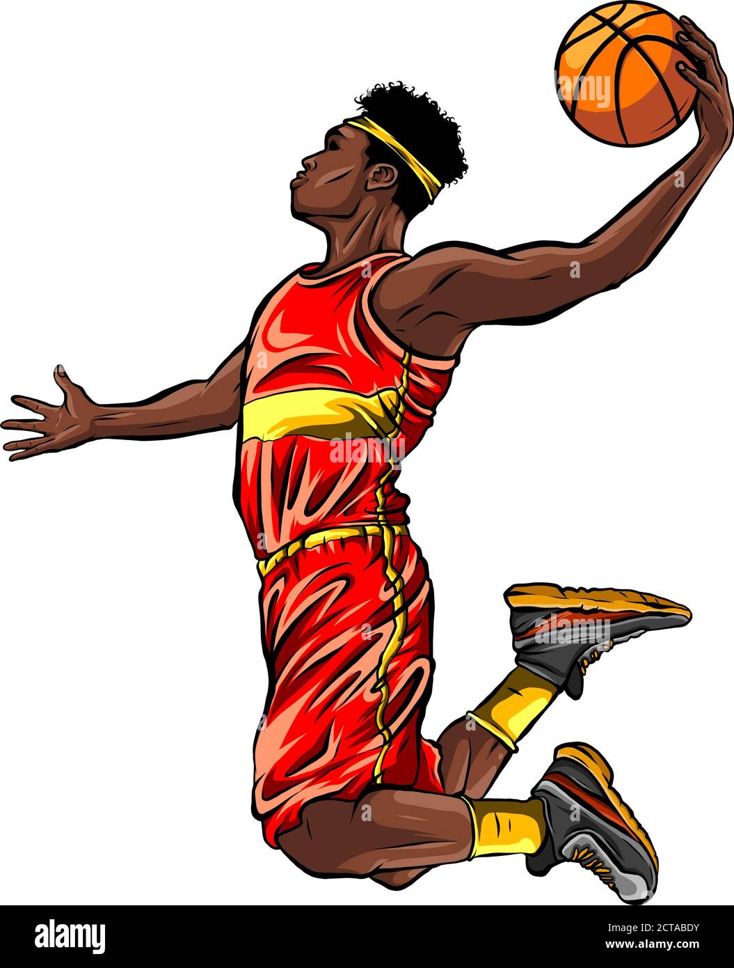Flat design basketball player dunk vector illustration Stock Vector