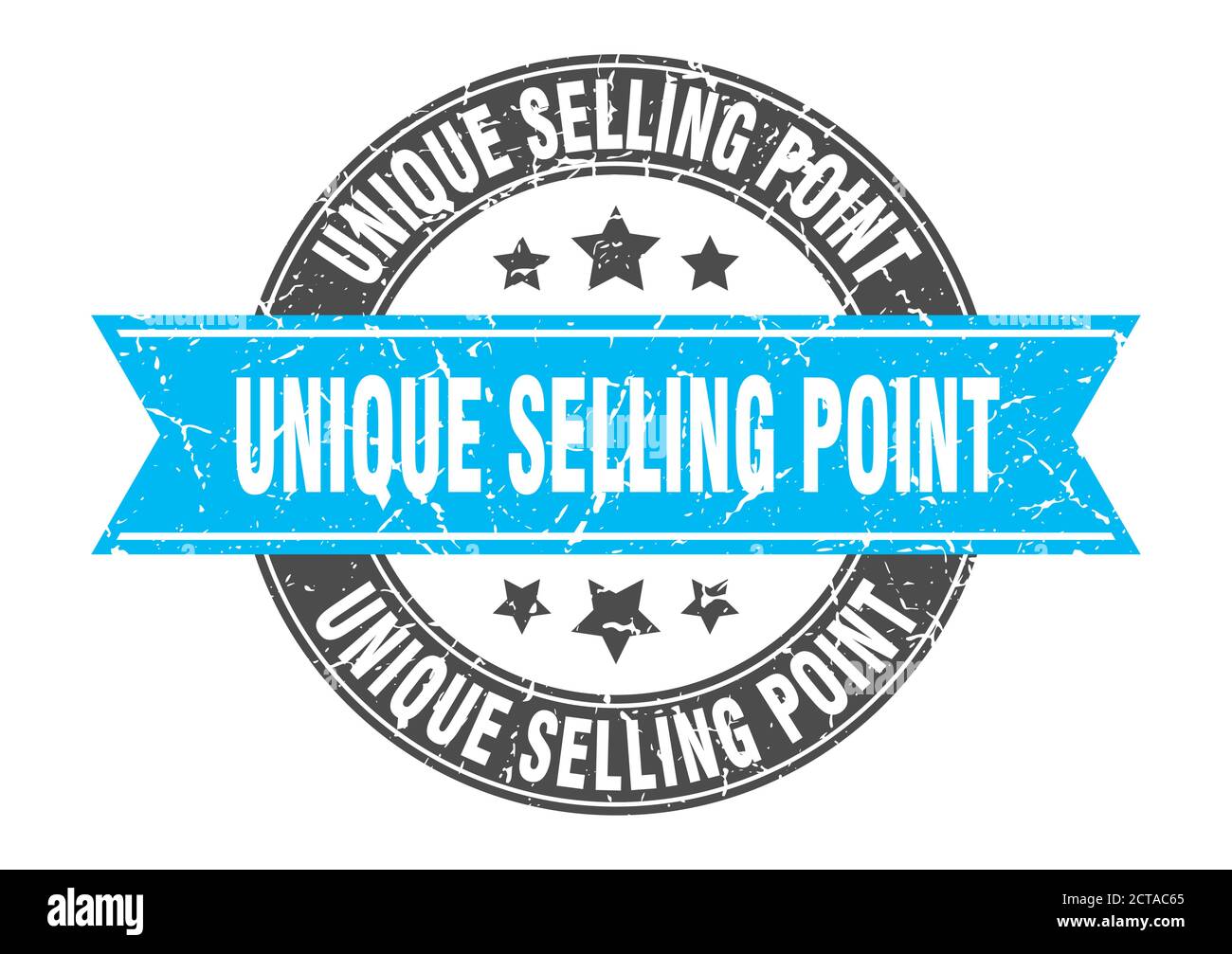 unique selling point round stamp with ribbon. sign. label Stock Vector