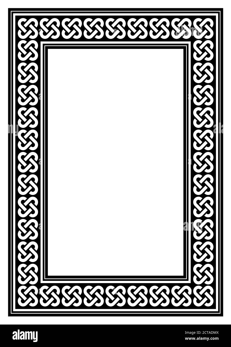 Celtic Irish frame vector design, ractangle braided pattern in 5x7 format perfect for greeting card or wedding invitation Stock Vector