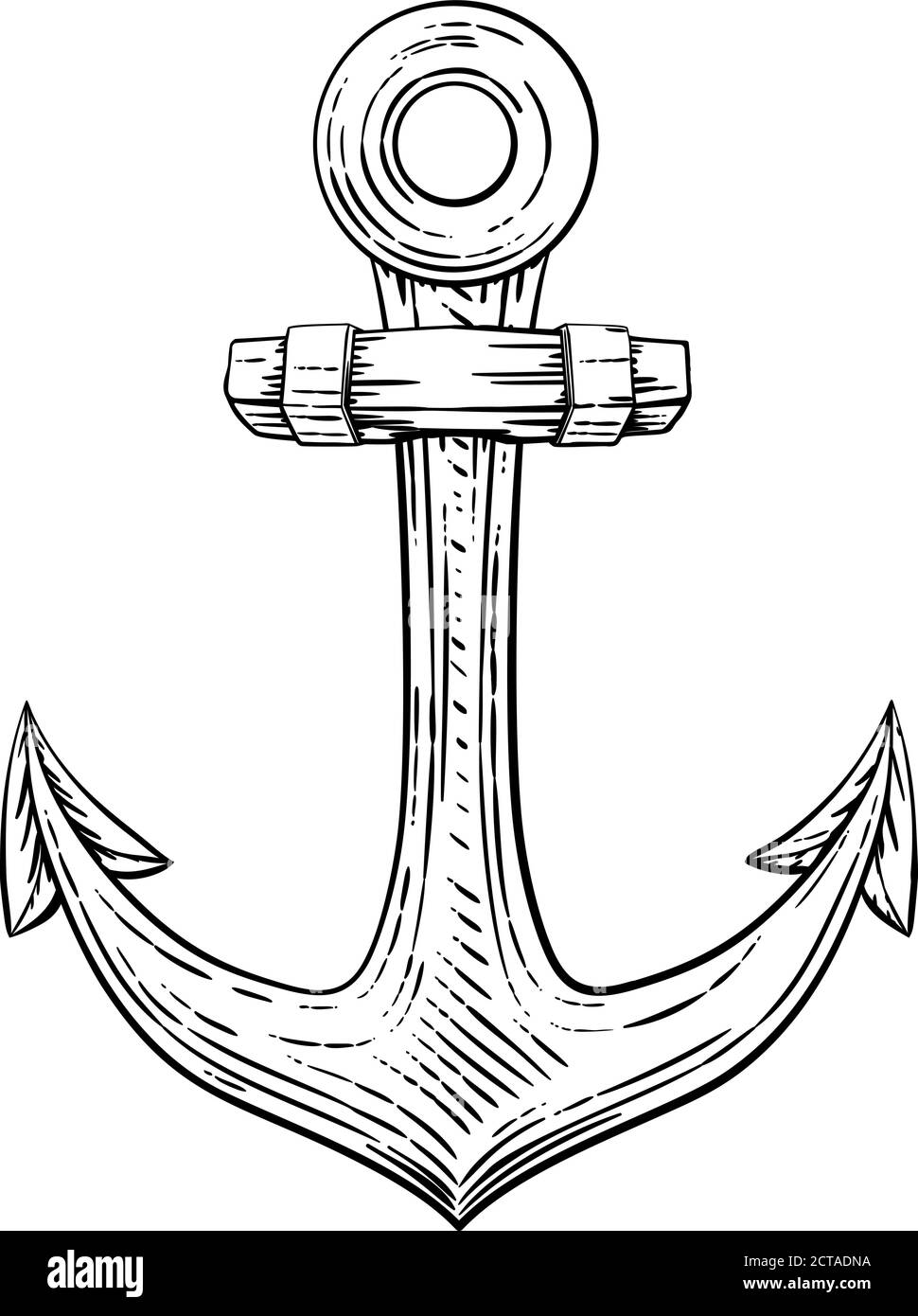 Anchor from Boat or Ship Tattoo Drawing Stock Vector Image & Art