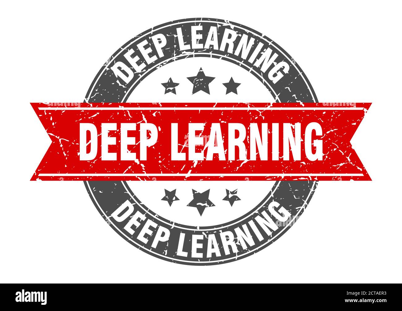 deep learning round stamp with ribbon. sign. label Stock Vector