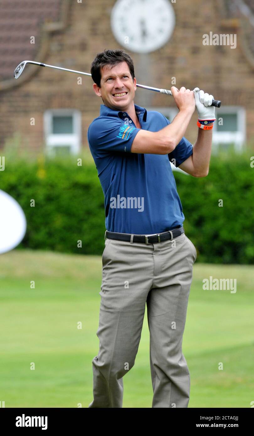 CHISWICK,LONDON,UK: JULY 16th 2010.  Tennis star Tim Henman participates in the Leuka Charity Mini-Masters Golf at the Dukes Meadows Golf Course Chisw Stock Photo