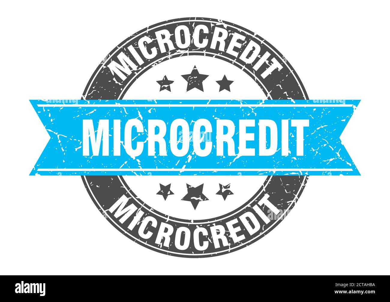 microcredit round stamp with ribbon. sign. label Stock Vector
