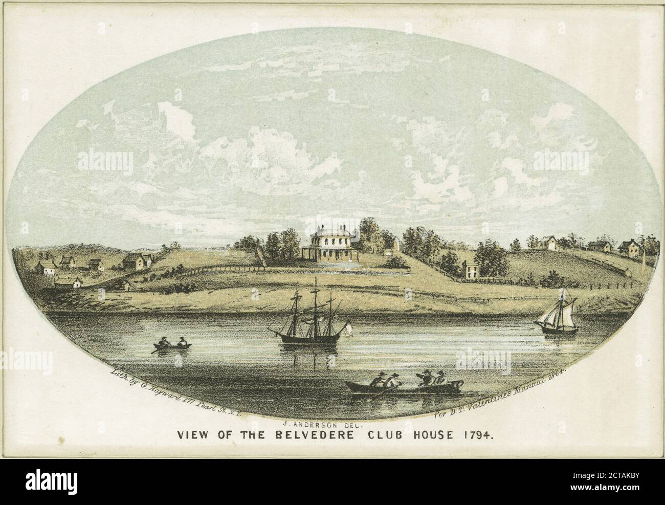 View of the Belvedere Club House 1794, still image, Prints, 1828 - 1890 Stock Photo