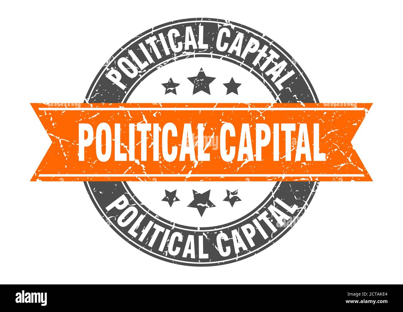 political capital round stamp with ribbon. sign. label Stock Vector
