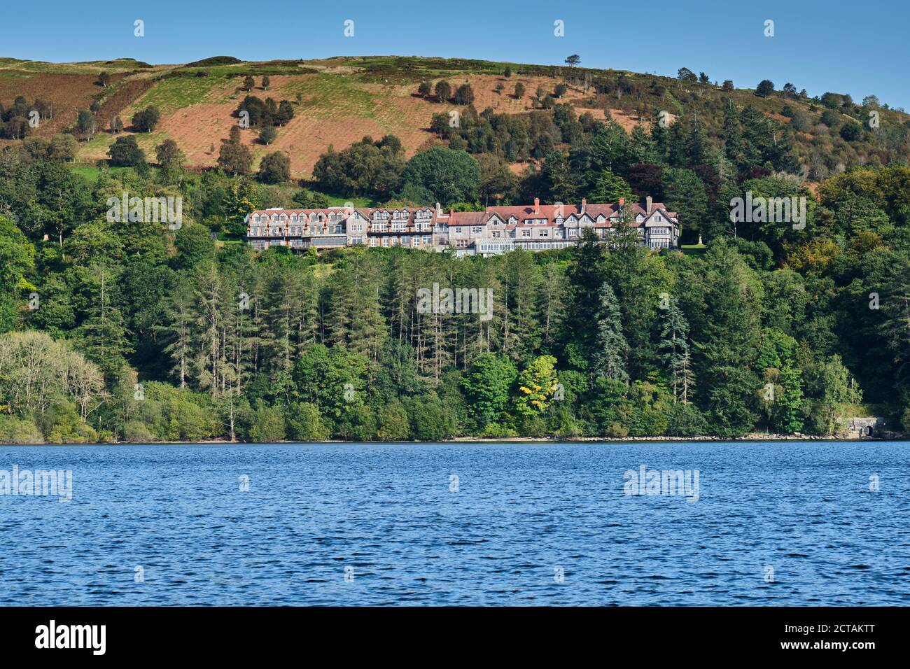 The Lake Vyrnwy Hotel at Lake Vyrnwy, Powys, Wales Stock Photo