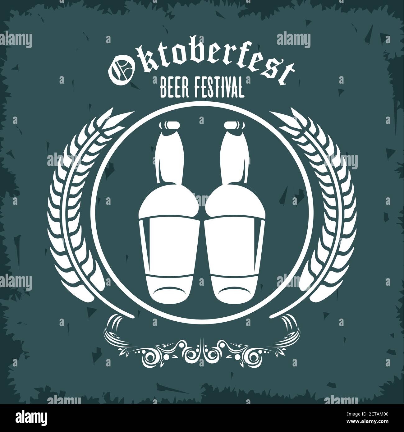 oktoberfest celebration festival poster with beers bottles and spikes ...