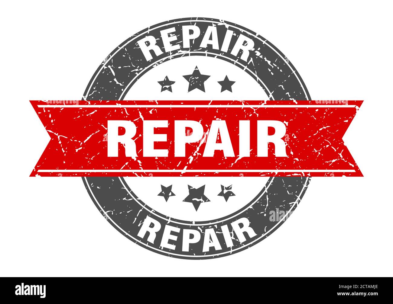 repair round stamp with ribbon. sign. label Stock Vector Image & Art ...