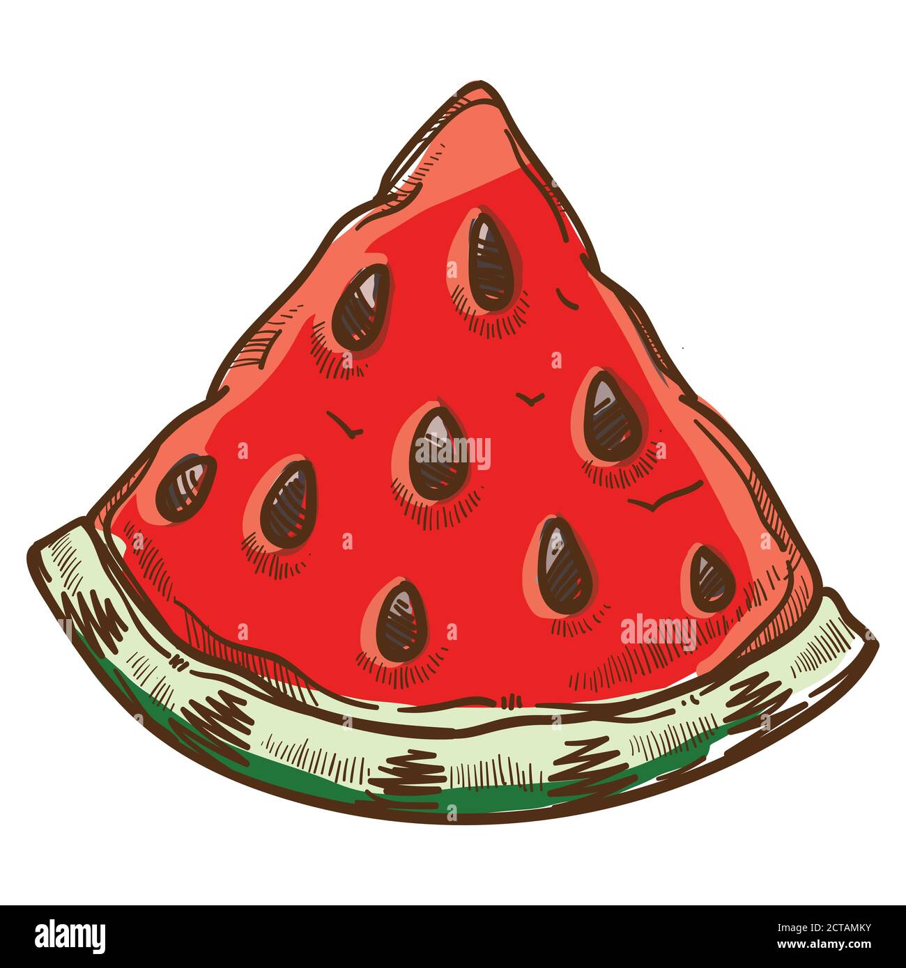 Watermelon slice with seeds, cut berry for snack Stock Vector