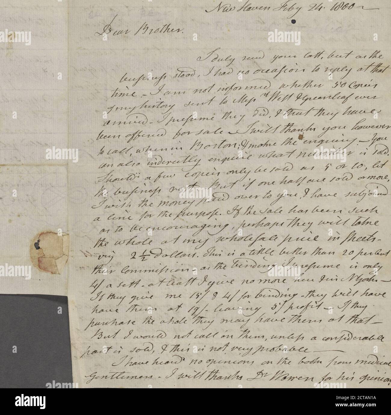 1800-1802, text, Correspondence, 1800 - 1802, Webster, Noah, 1758-1843 Stock Photo
