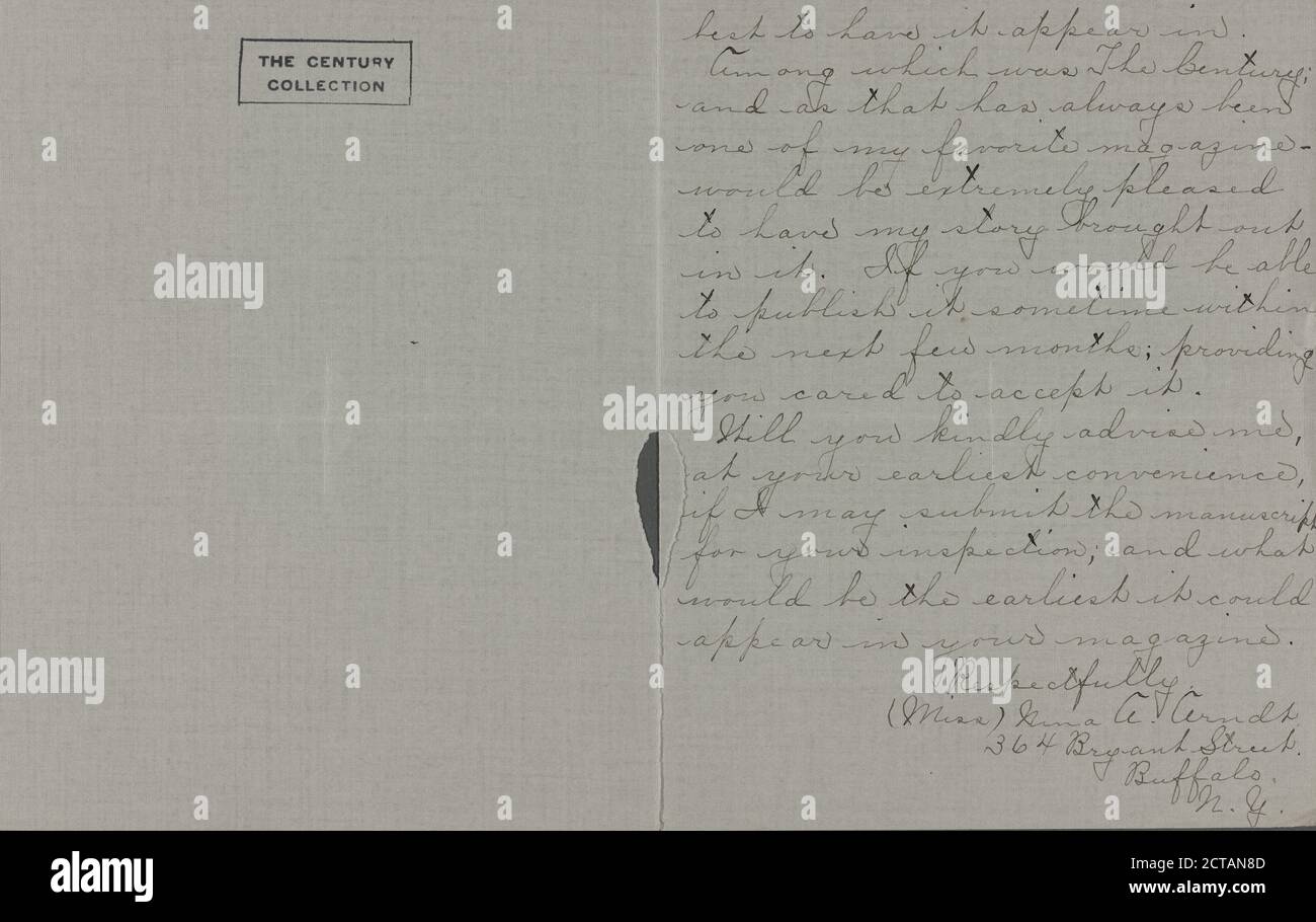 Arne, Alicia, text, Correspondence, 1888 Stock Photo