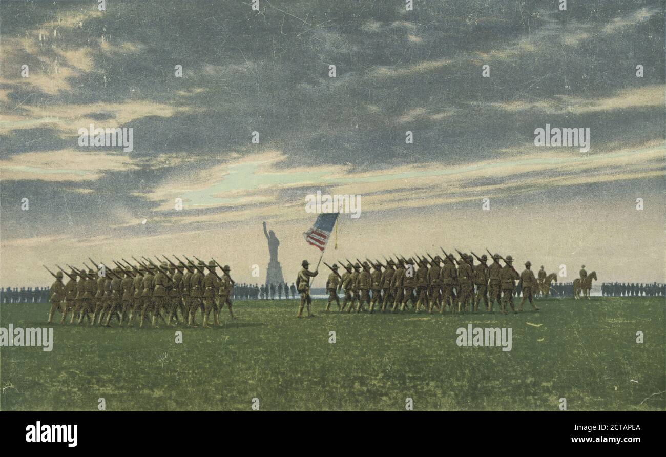 Liberty Over All, Governors Island, N. Y., World War I, still image, Postcards, 1898 - 1931 Stock Photo