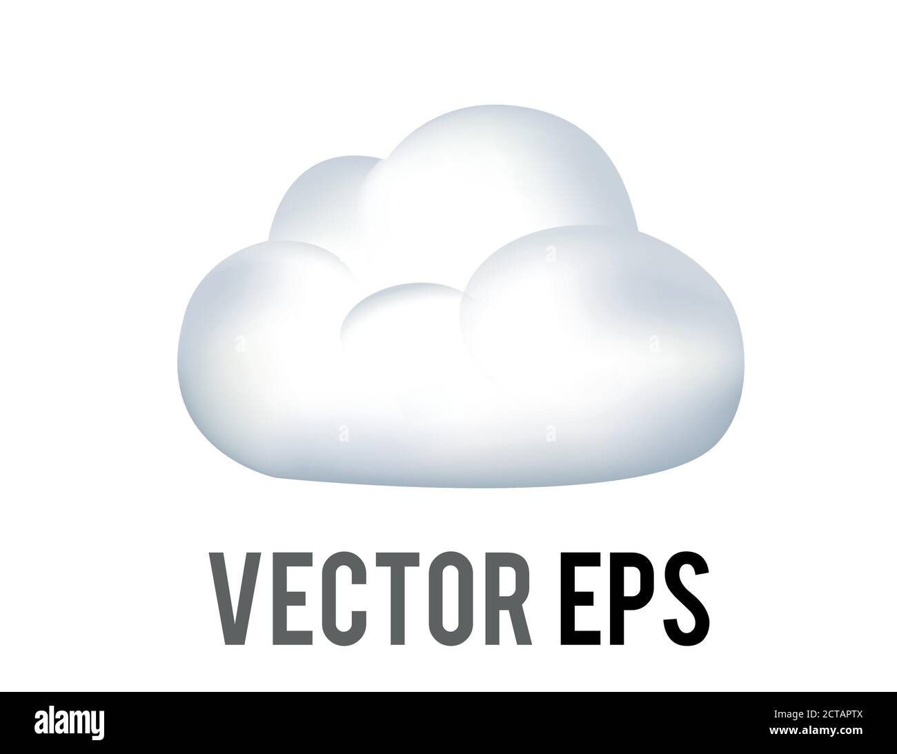 The vector white fluffy cumulus cloud, cloudy, overcast day icon Stock Vector
