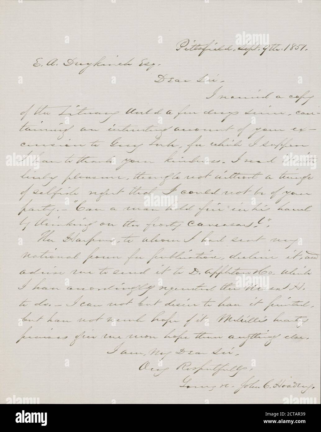 Hoadley, John Chipman (1818-1886), text, Correspondence, 1851, Hoadley ...