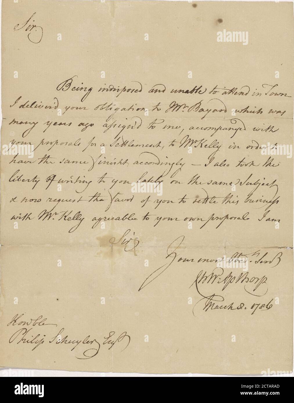 1786 March 8, text, Correspondence, 1786 Stock Photo
