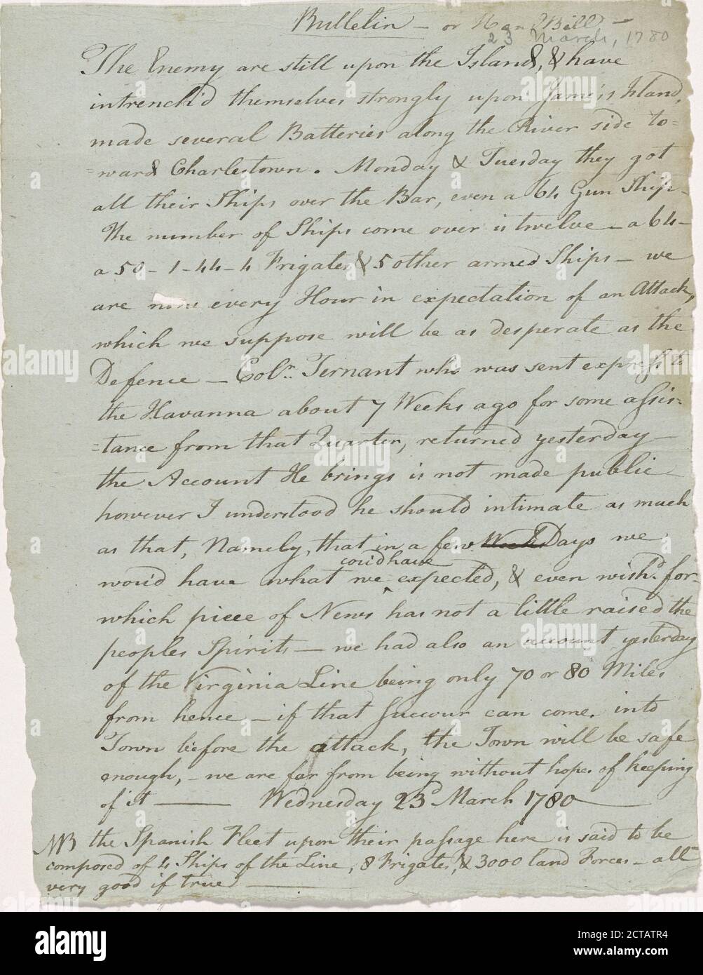1780, text, Correspondence, 1780 Stock Photo