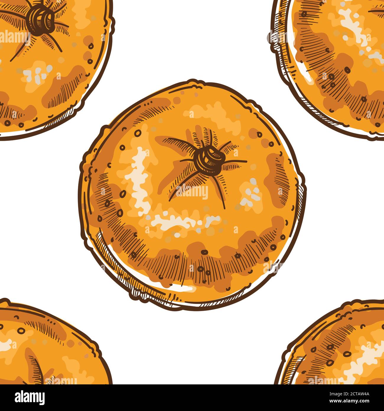 Ripe mandarin or tangerine, clementine seamless pattern vector Stock Vector