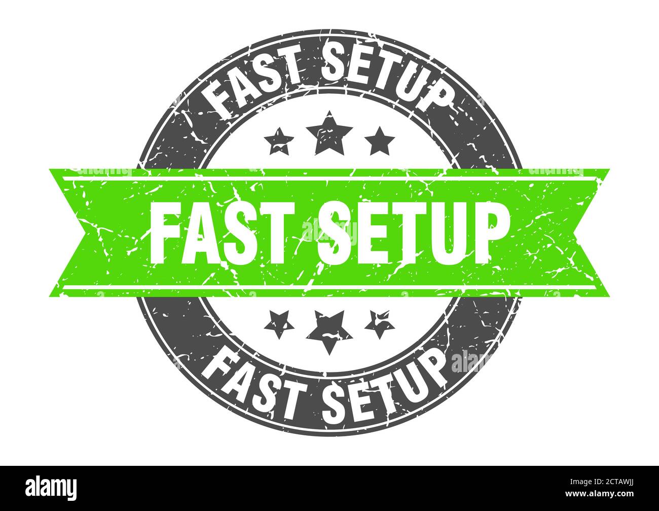 fast setup round stamp with ribbon. sign. label Stock Vector