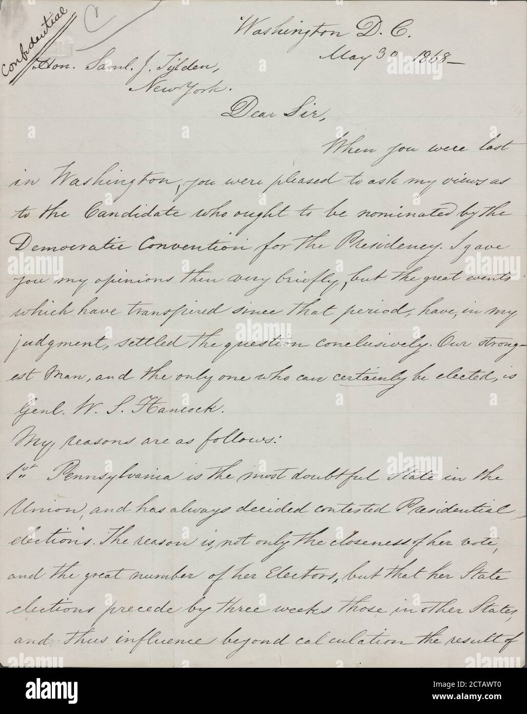 Walker, Robert, text, Correspondence, 1868 Stock Photo