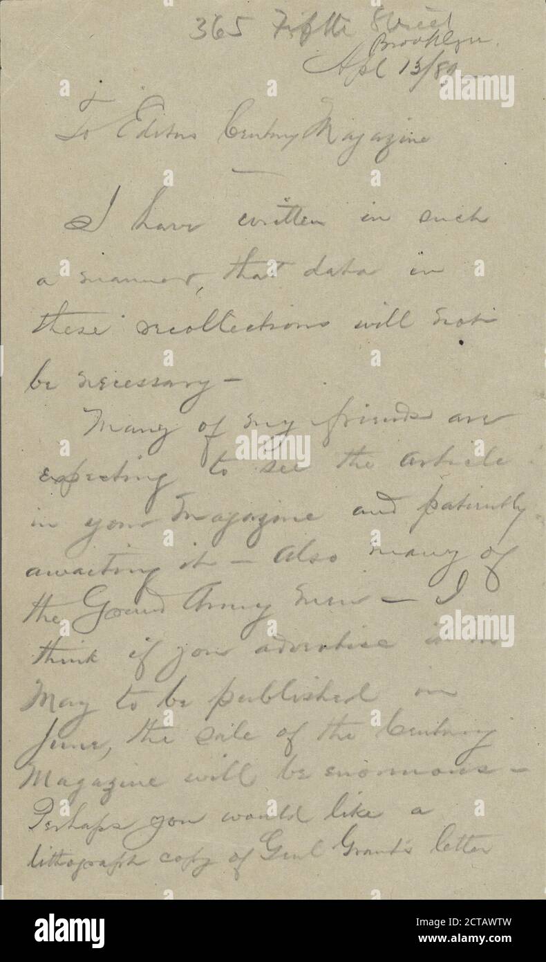 Hall, W.H, text, Correspondence, 1889 Stock Photo