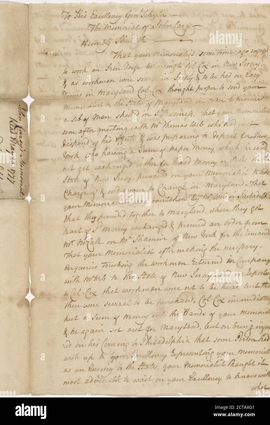 1777 May 19, text, Correspondence, 1777 Stock Photo