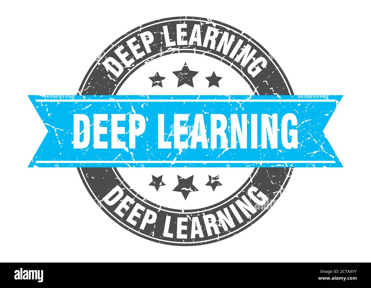 deep learning round stamp with ribbon. sign. label Stock Vector