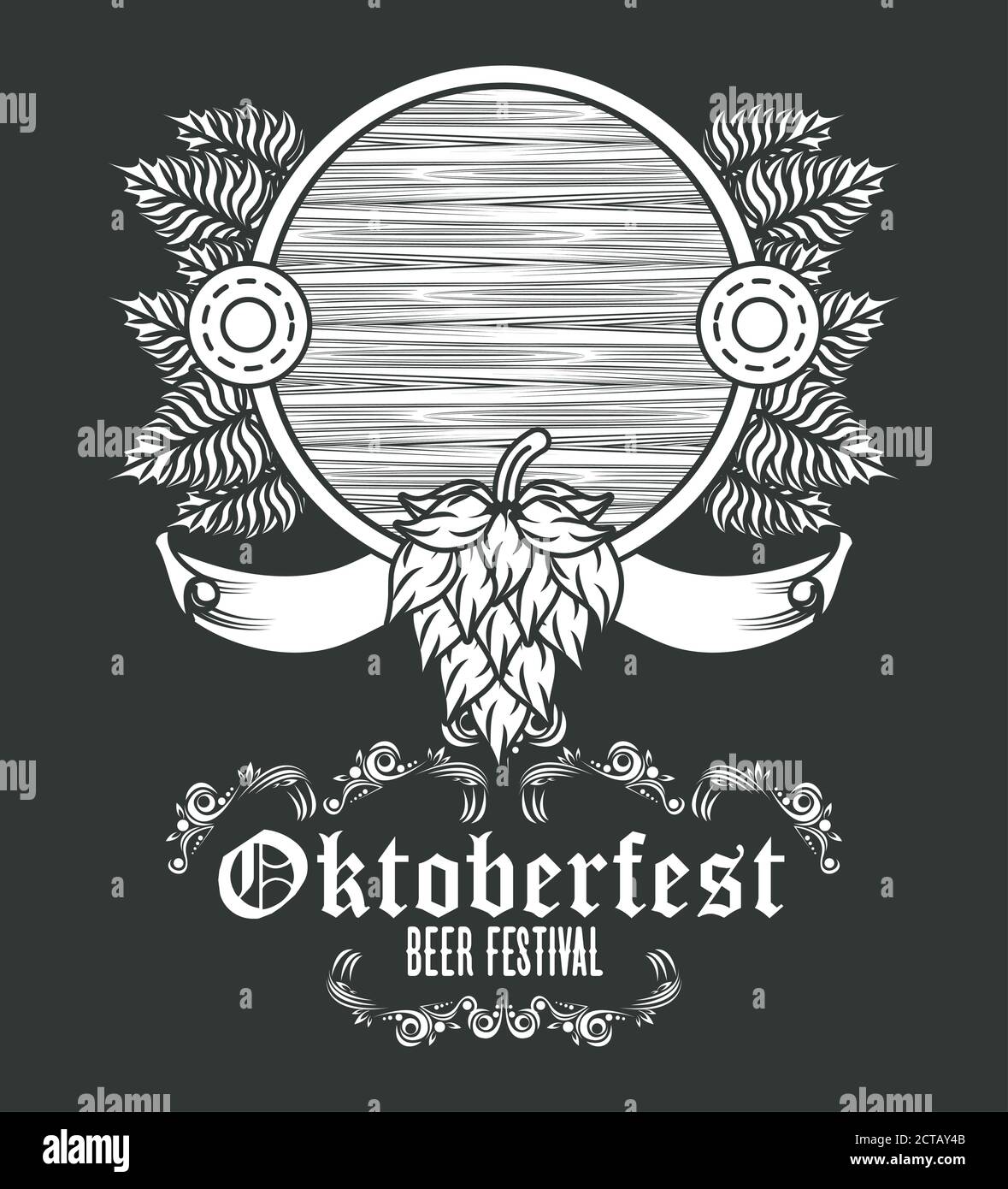 oktoberfest celebration festival with wooden barrel vector illustration ...