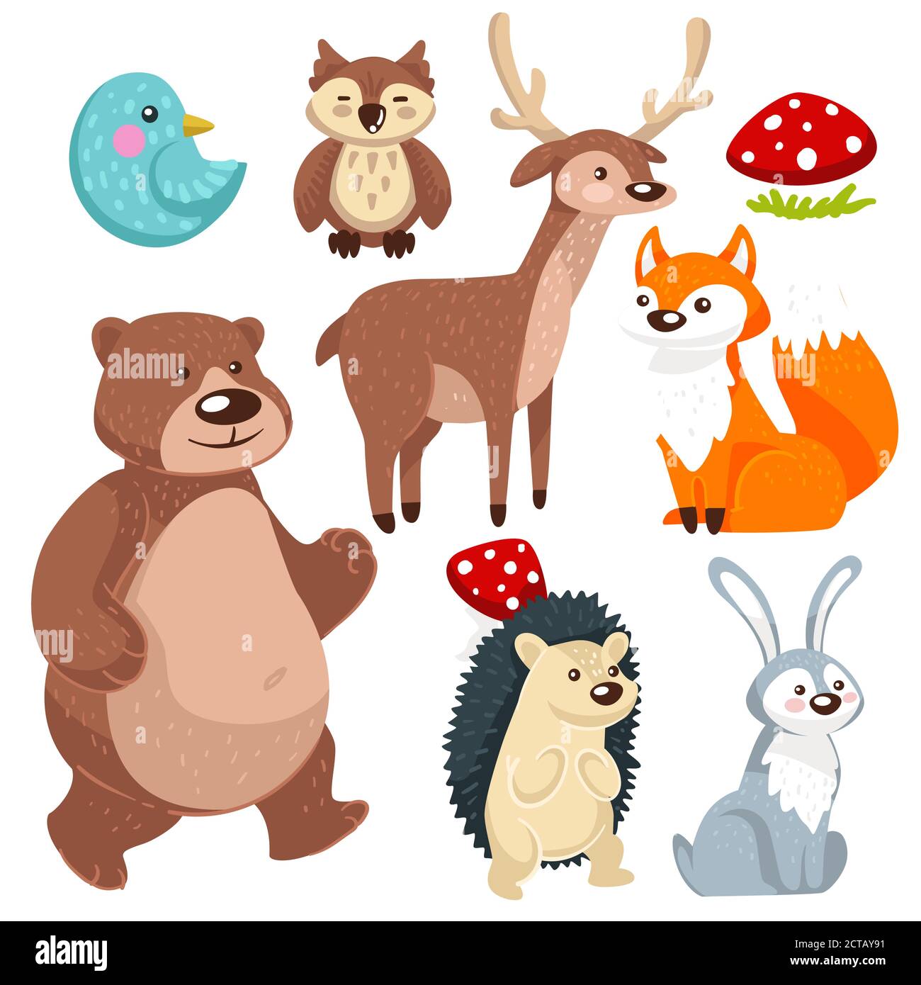 Woodland animals, flora and fauna of forest vector Stock Vector Image & Art  - Alamy