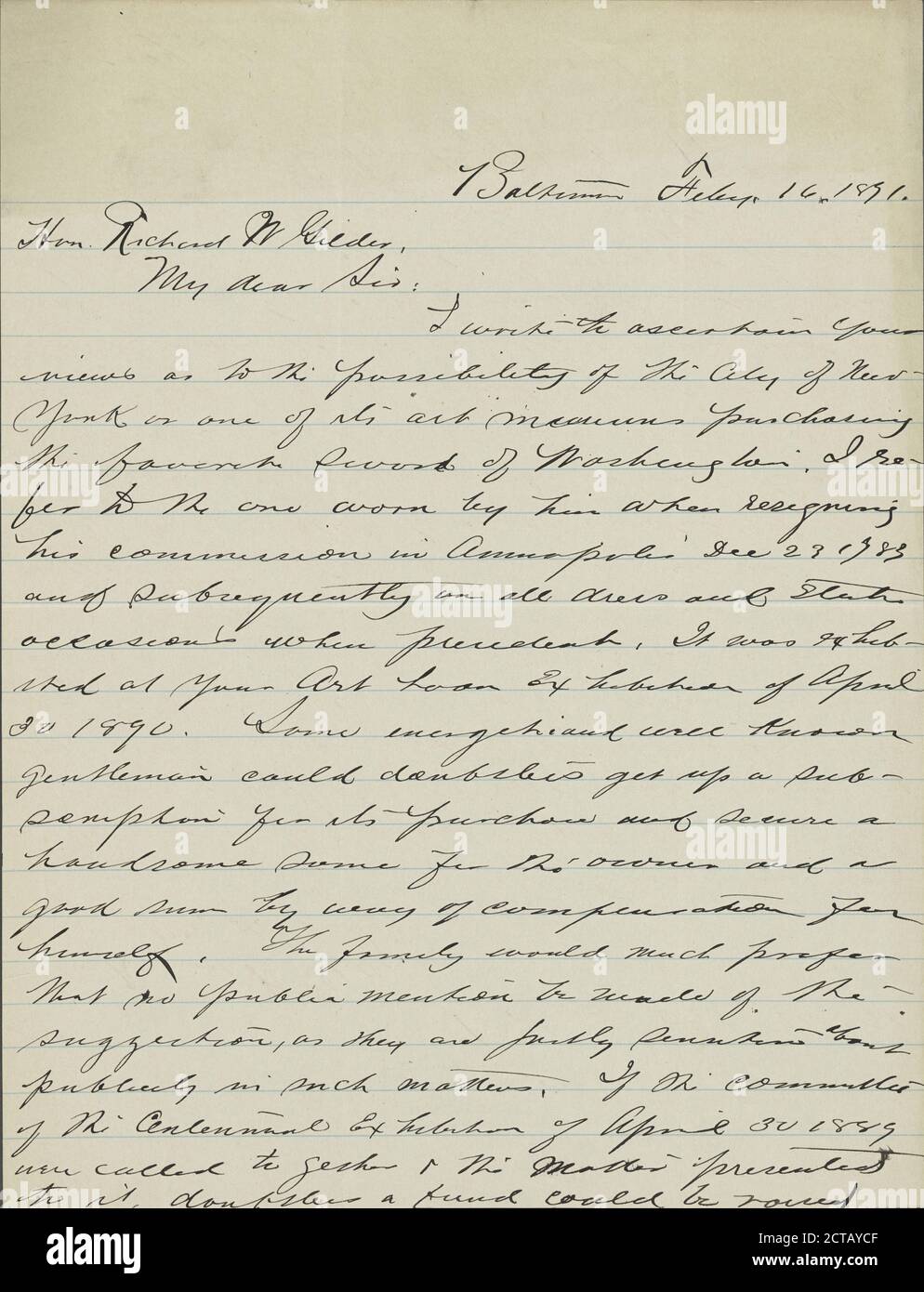 Werner, Edward Everett, text, Correspondence, 1891 Stock Photo
