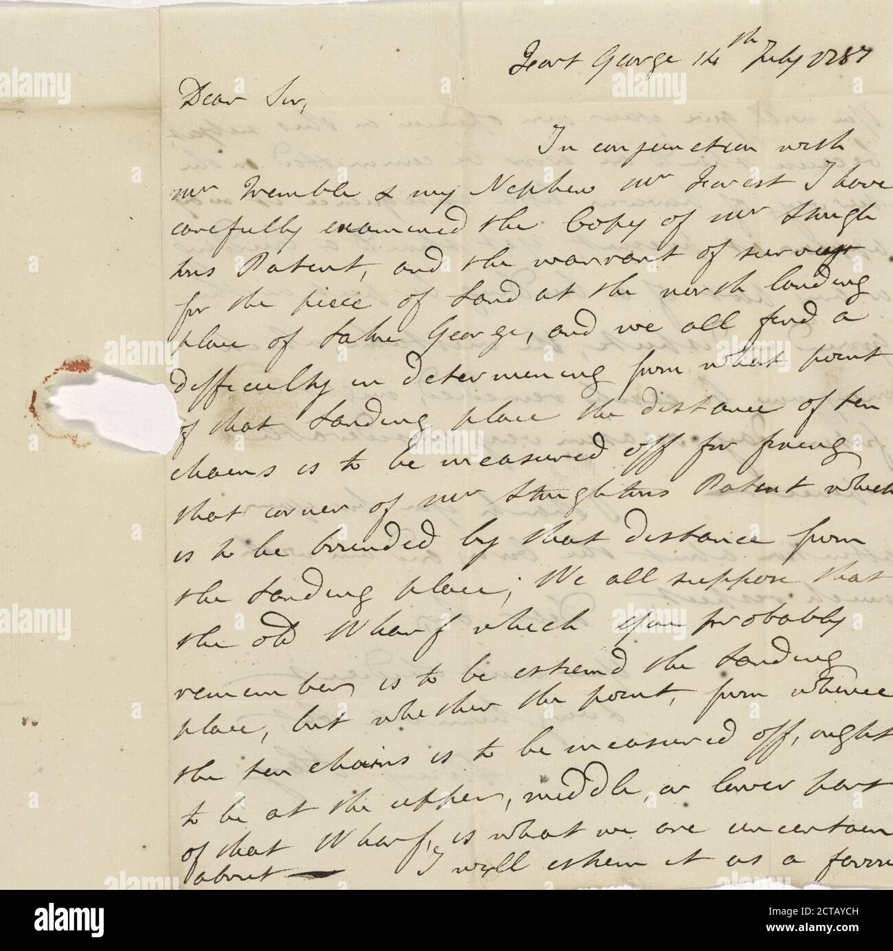 1787 July 14, text, Correspondence, 1787 Stock Photo
