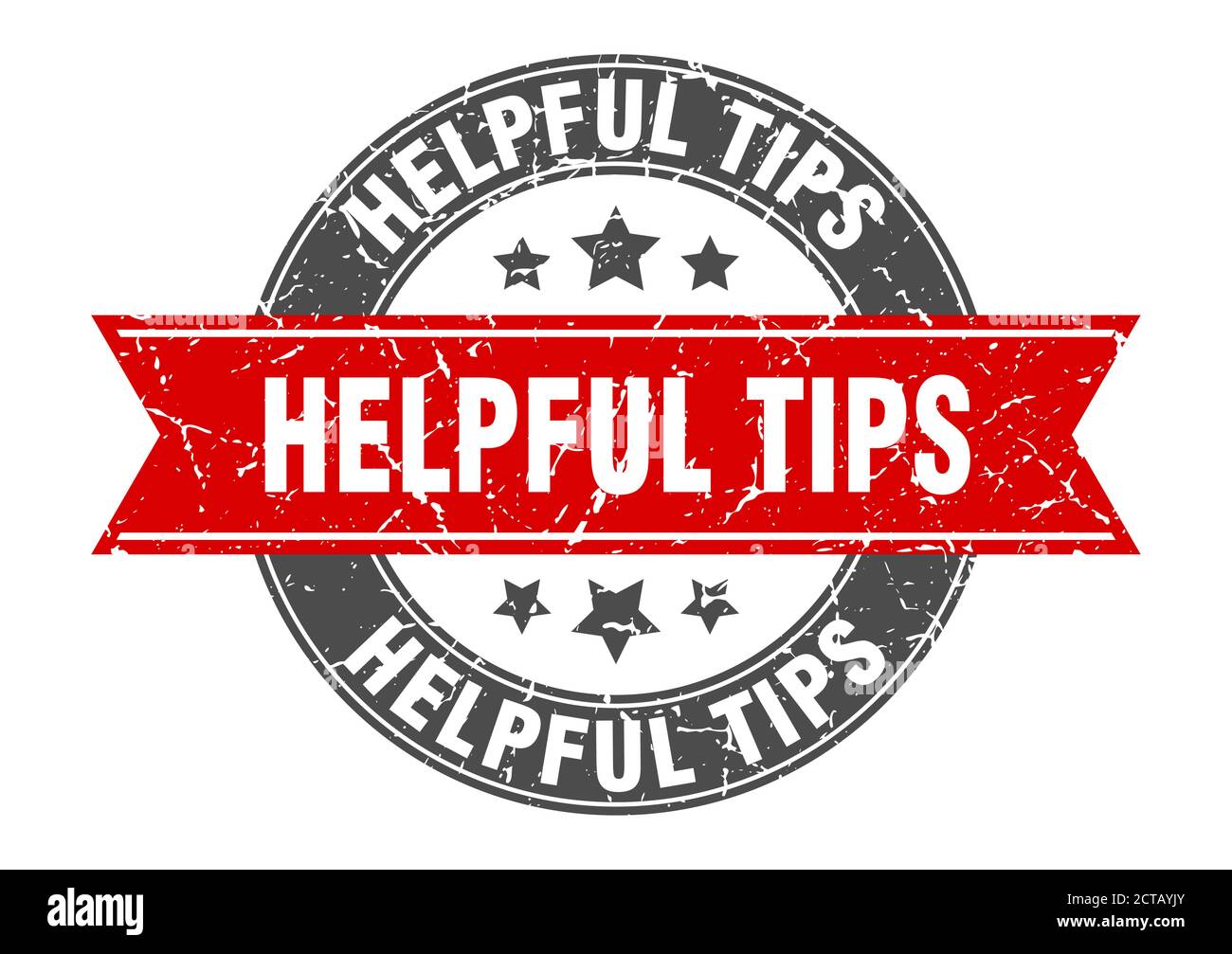 helpful tips round stamp with ribbon. sign. label Stock Vector