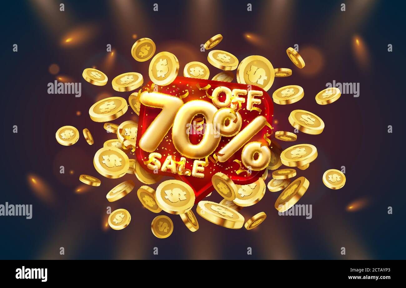 Sale 70 off ballon number on the red background. Vector illustration