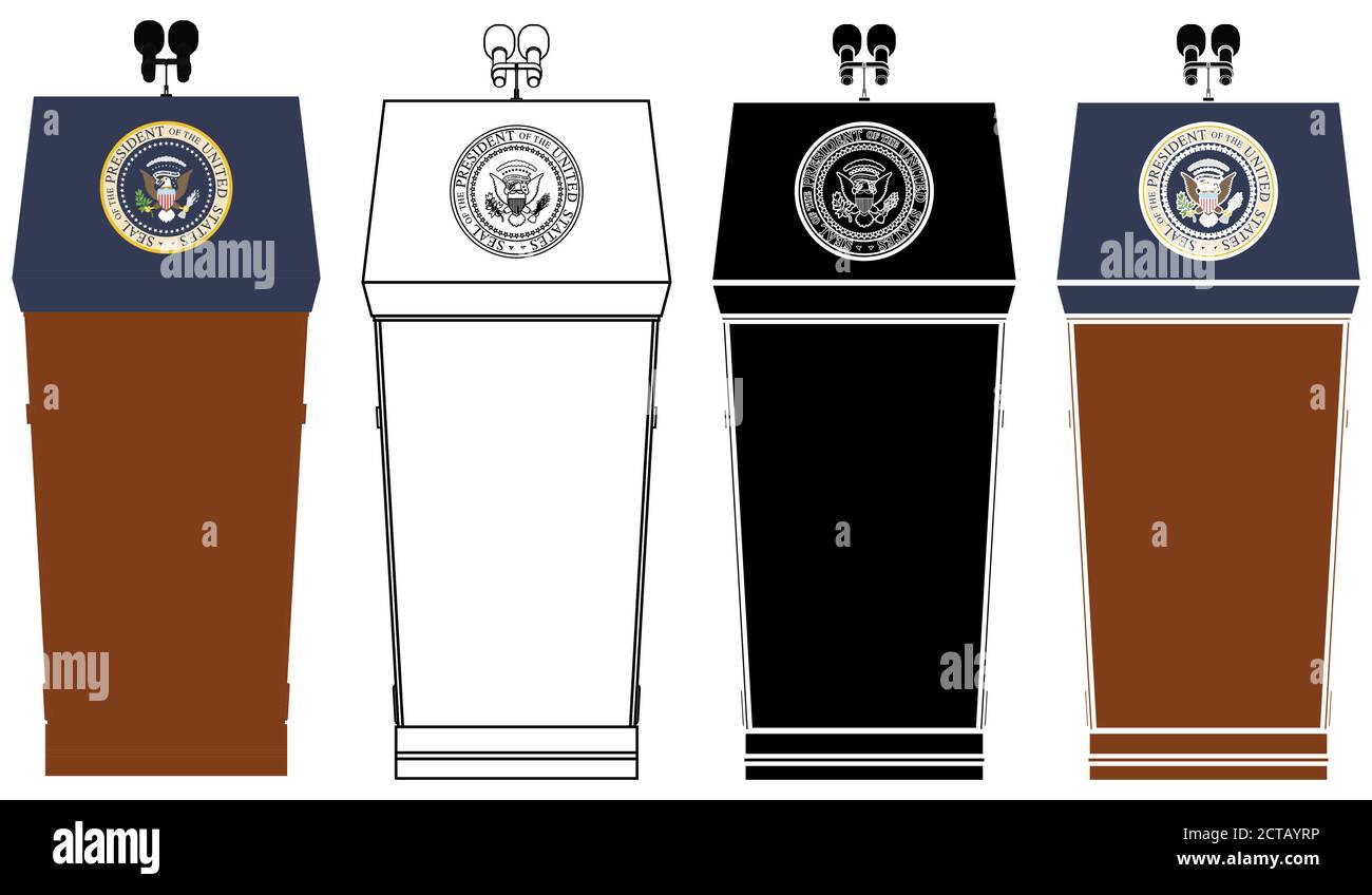 Presidential Blue Goose Lectern colored Stock Vector