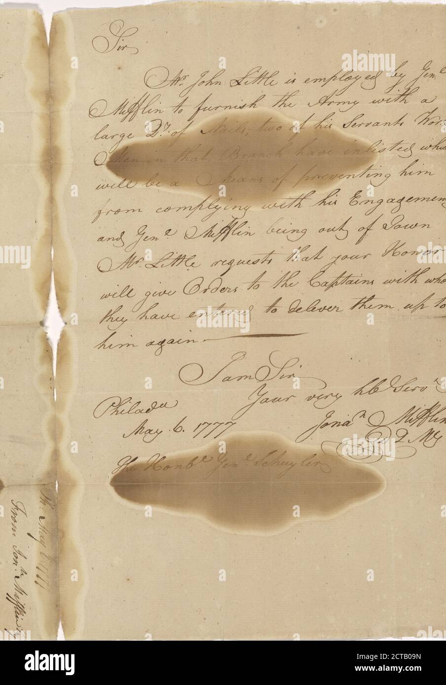 1777 May 6, text, Correspondence, 1777 Stock Photo
