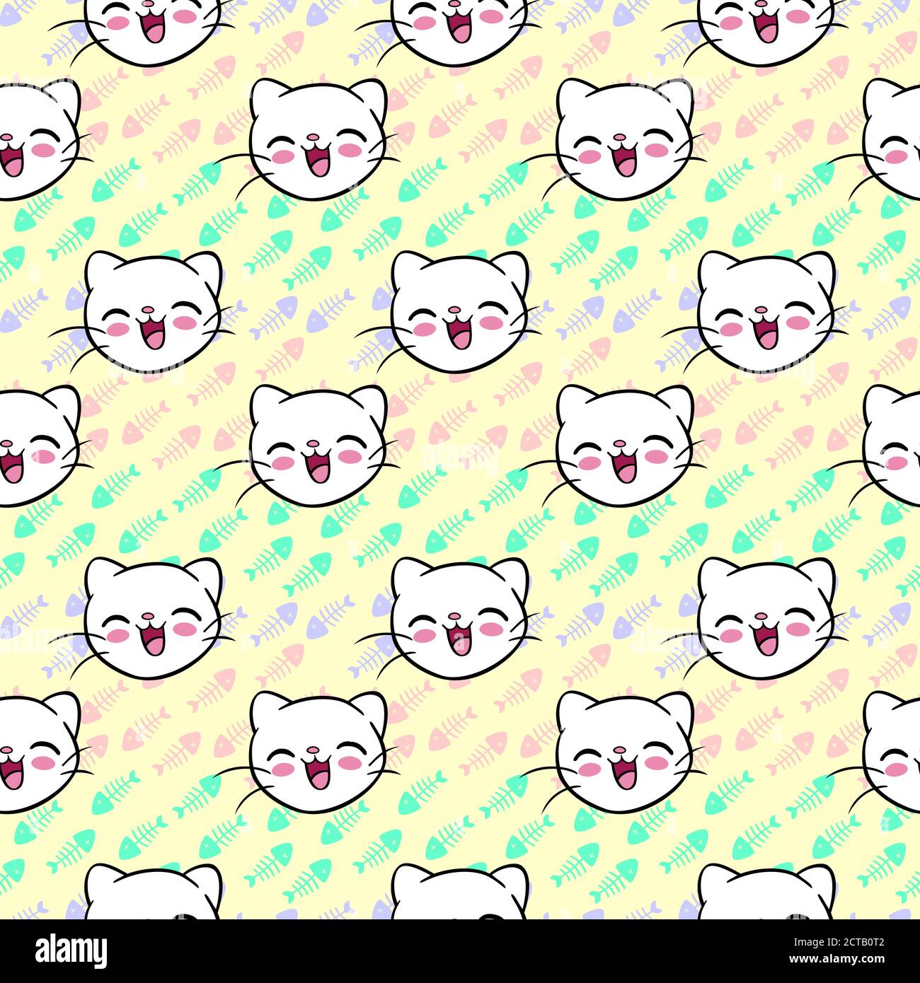 Seamless pattern cats background pastel colours Stock Vector