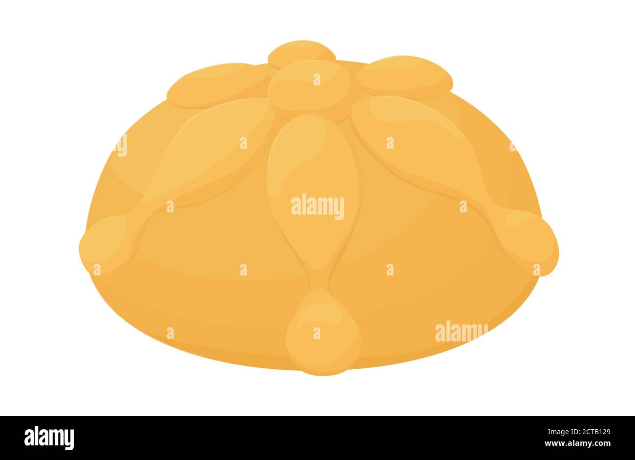 Bread of the dead for mexican celebration Dia de Muertos isolated on white. Traditional Spanish  bread vector illustration Stock Vector