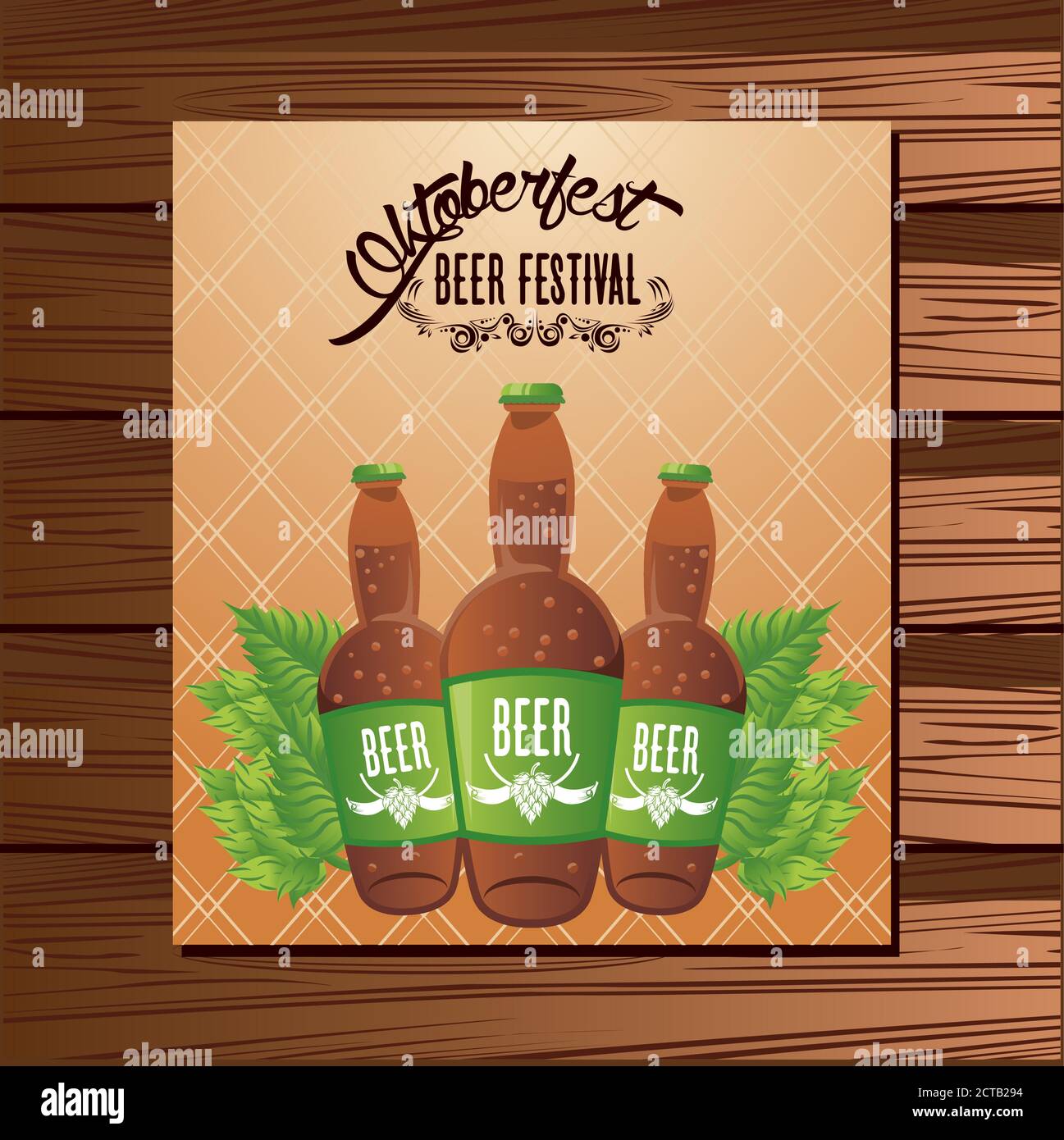 oktoberfest celebration festival poster with beers bottles vector ...