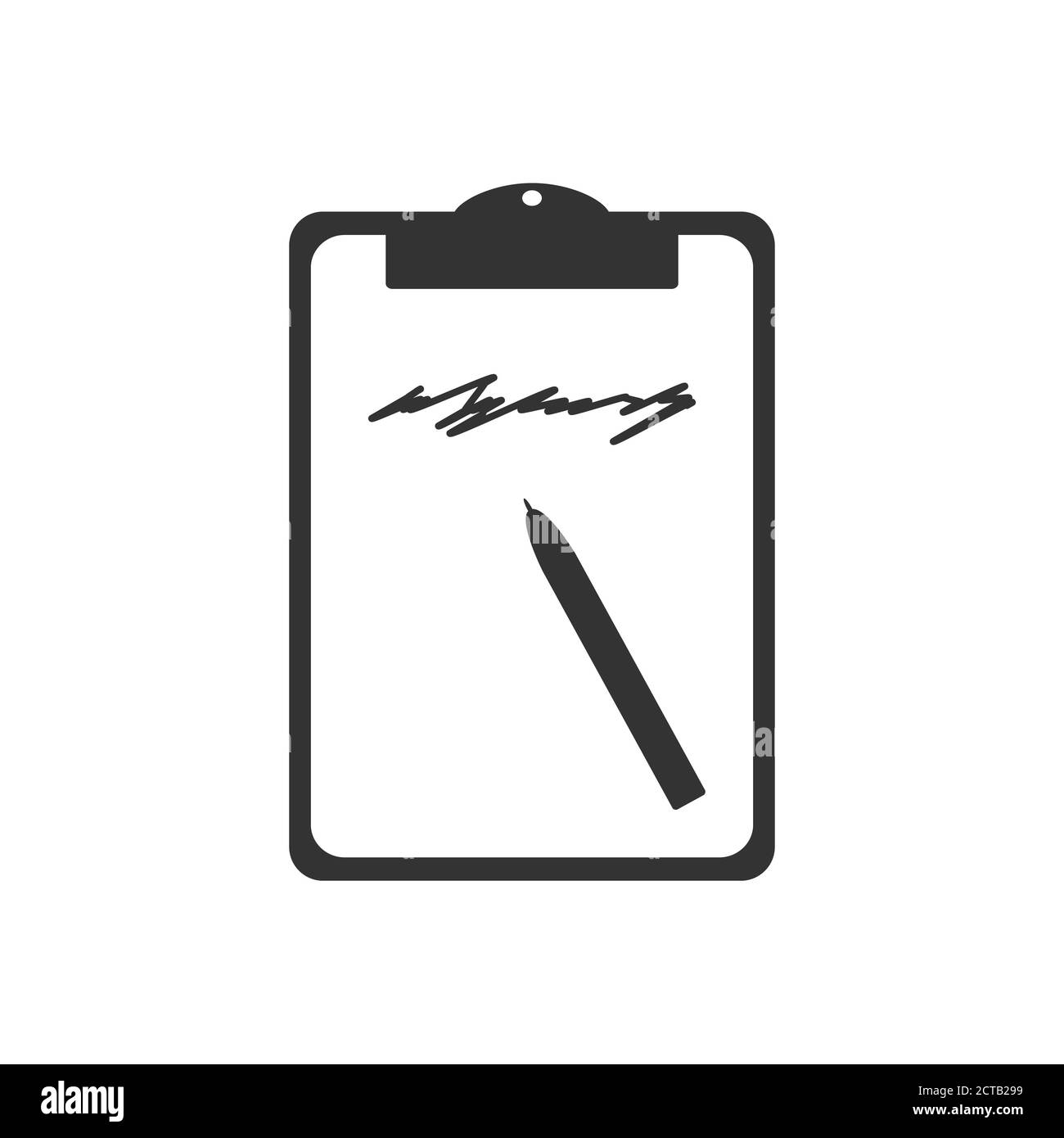 Clipboard, pen icon. Flat Illustration with text. Vector Stock Vector