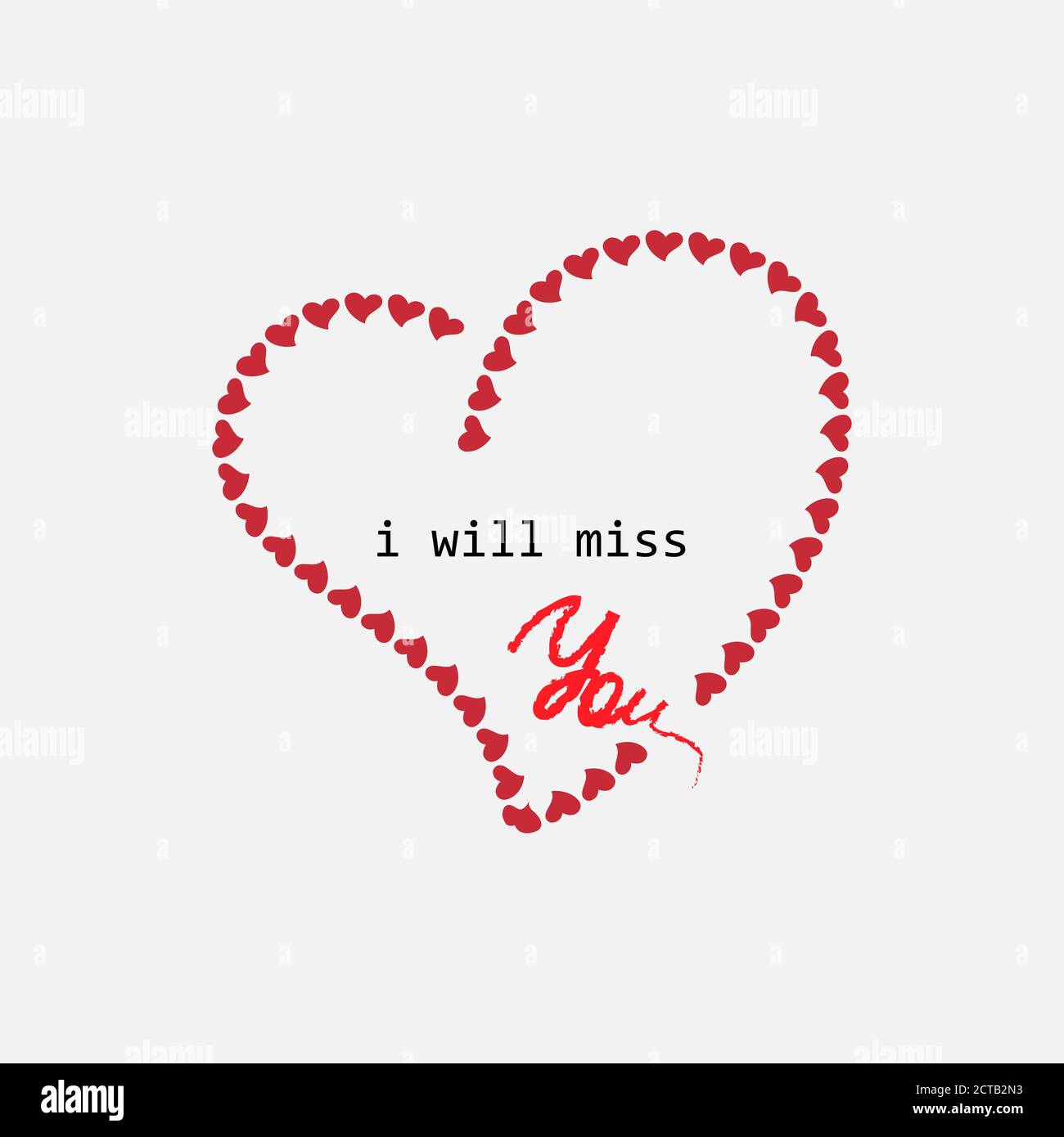 Decorative template of greeting card in form of Heart, lettering I will ...