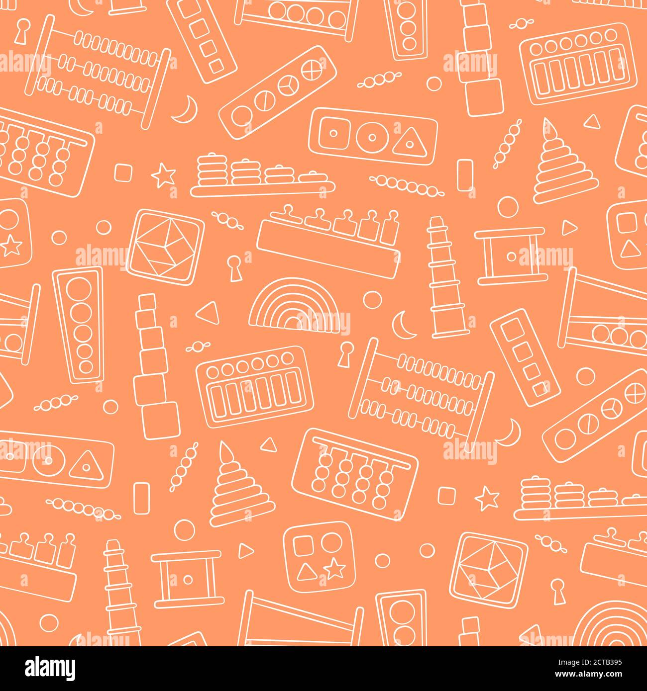 Seamless pattern with kid toys for Montessori games. Education logic ...